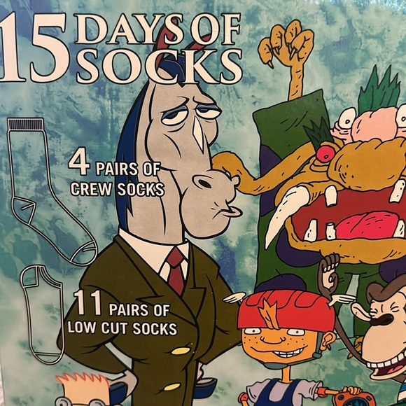 NIB Nickelodeon 15 Days of Socks MEN’S Size 6-12 Christmas Countdown CrewLow Cut - Picture 5 of 5